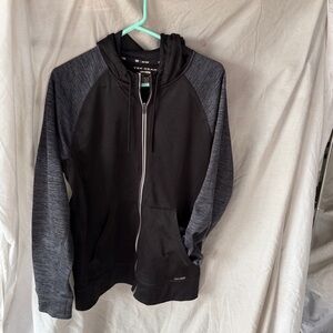 Tek Gear DryTek Grey & Black Zip Up Hooded Sweat Jacket! Mens S